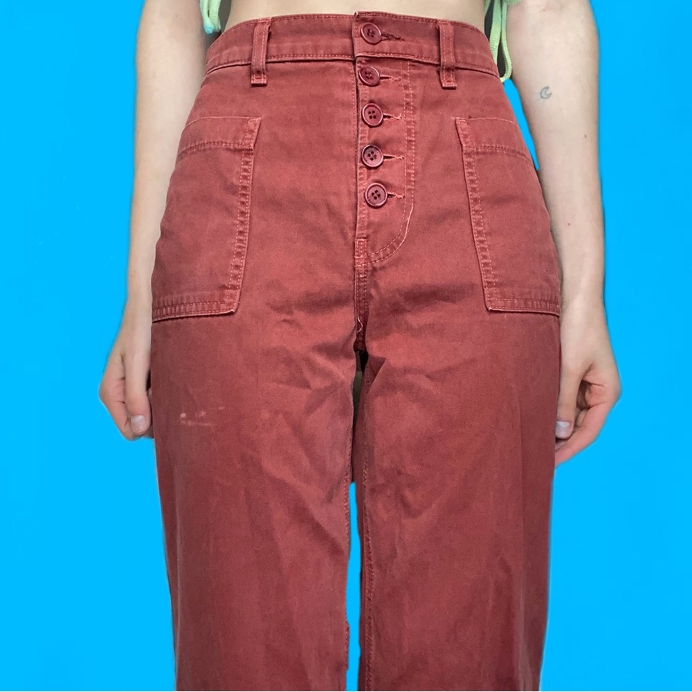 dusty red cargo jeans from reformation